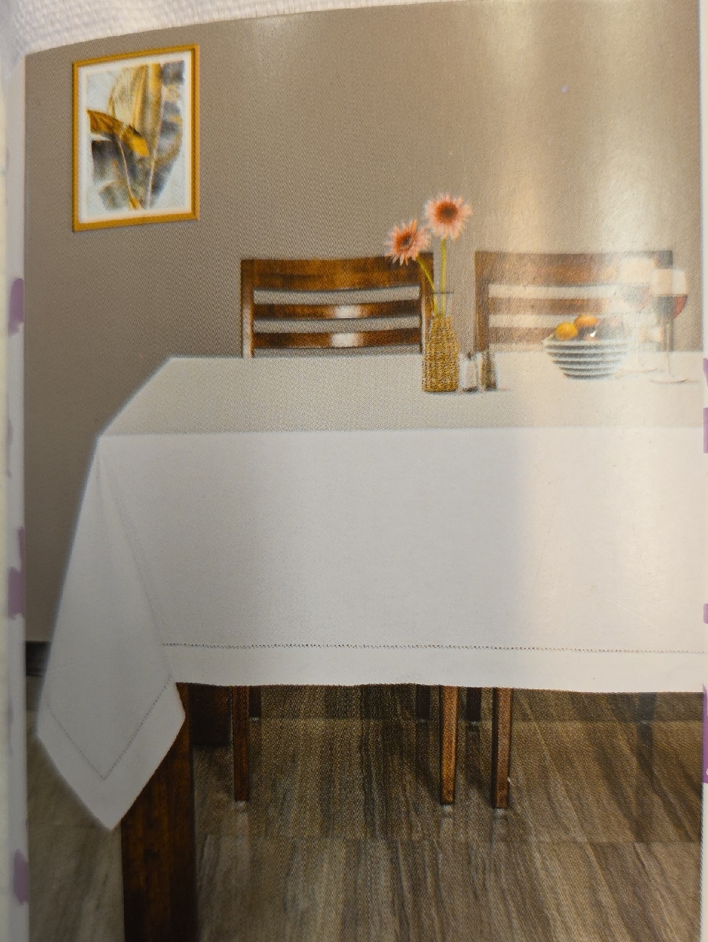 Classic White Rectangular Cotton Tablecloth for Dining 60"×84" White - NEW